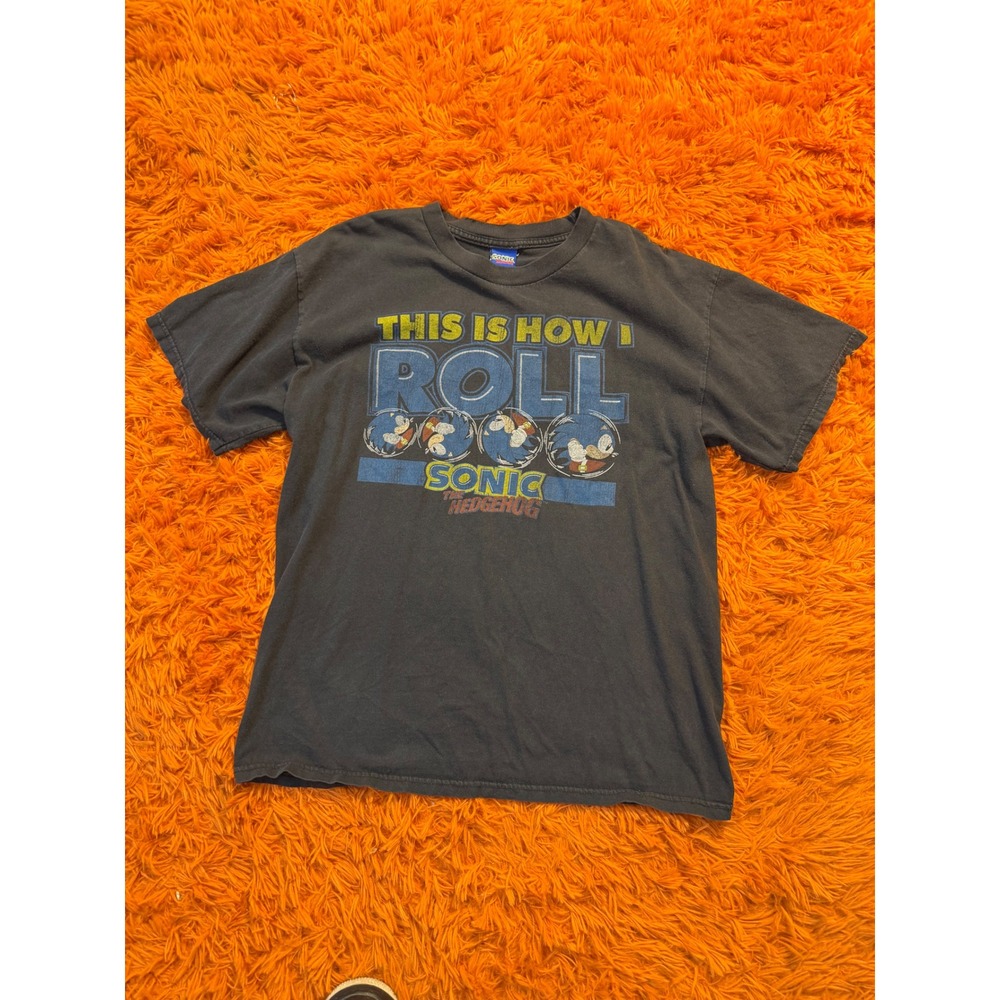 Sonic The Hedgehog This Is How I Roll Graphic T-Shirt Mens Medium Faded Black